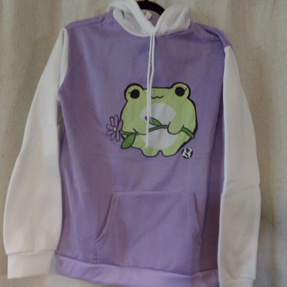 Light purple and white frog hoodie